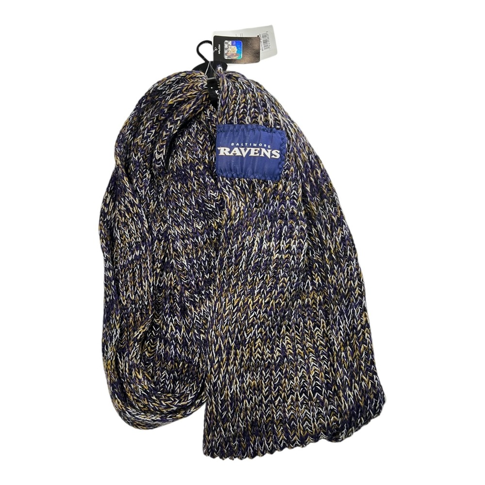 Baltimore Ravens NFL Forever Collectibles Purple Gold Knit Infinity Scarf NWT